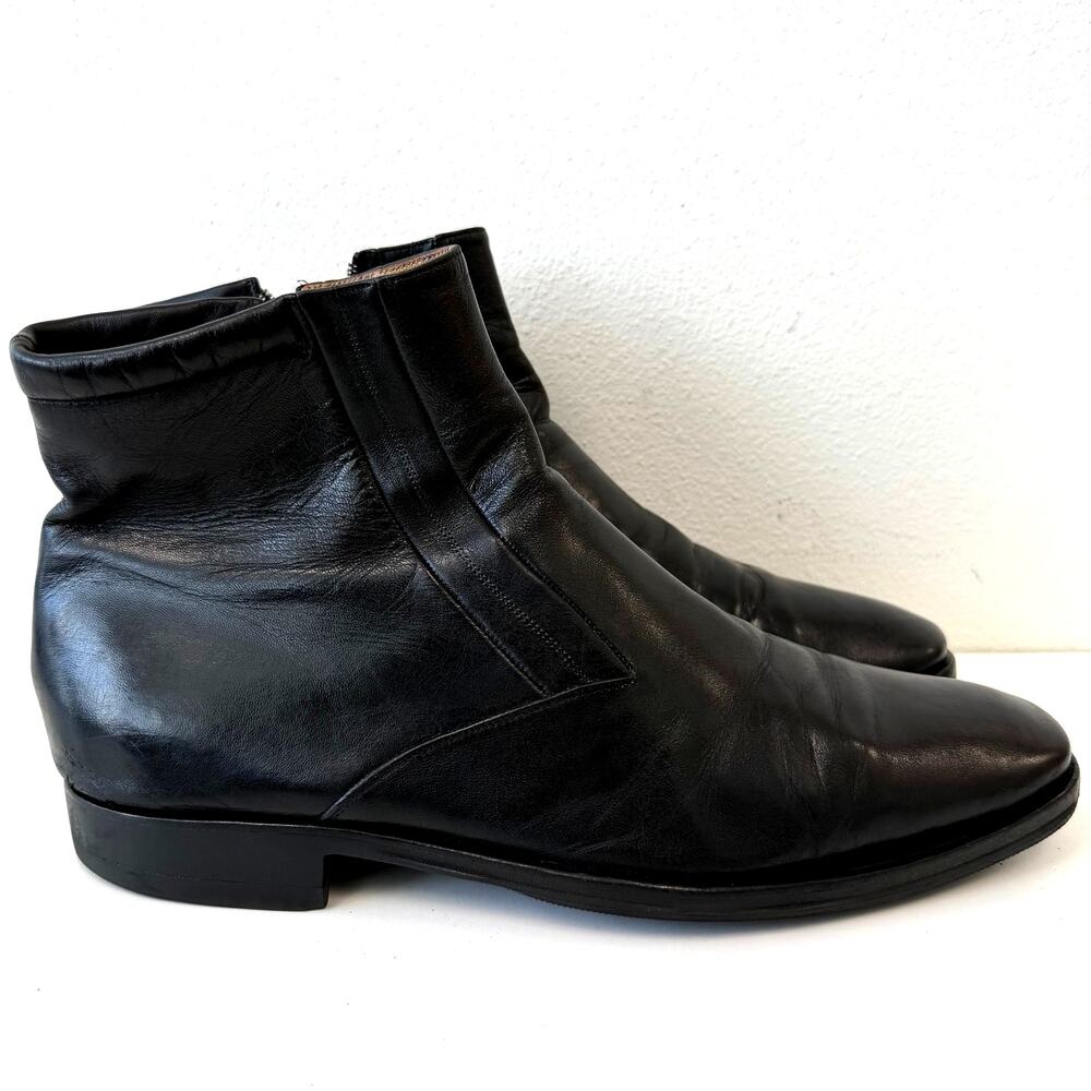 Bruno Magli Raspino Premium Italian Black Leather Ankle Dress Boots Mens Size 13